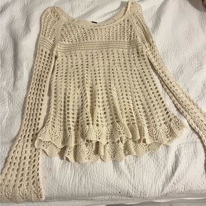 Free people crochet knit sweater